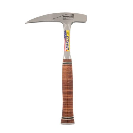 Estwing E30 geological hammer rock pick with leather handle.