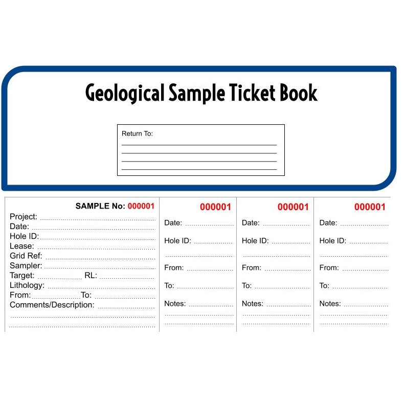 Geological Sample Ticket Book - triple counter foil version