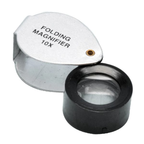 Aluminium Magnifier Loupe x10 - in open position.