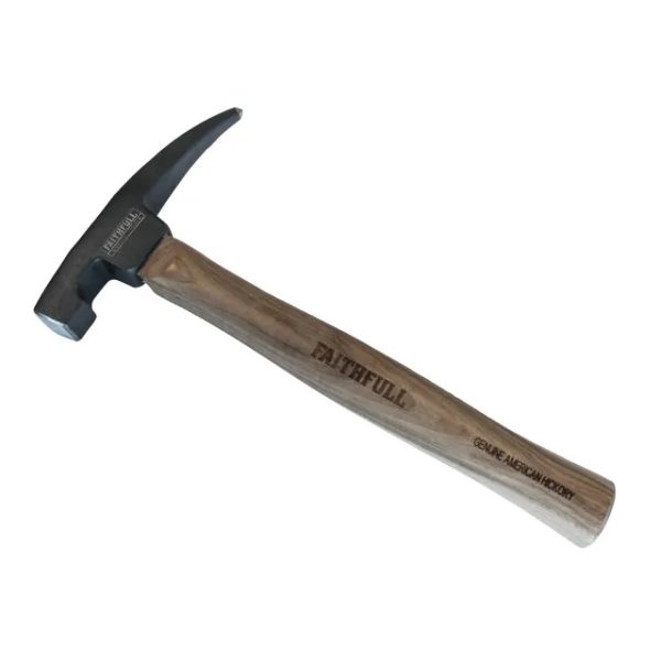 Faithful Geologists Rock Pick geological hammer with hickory handle and pointed tip head.