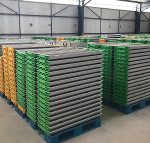 Stacking design of UCP core trays detailing how they neatly sit upon top of each other - in a core shed