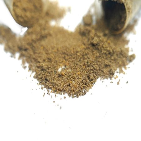 Fine lab reference material for mineral exploration lab assay testing, supplied in a tube.