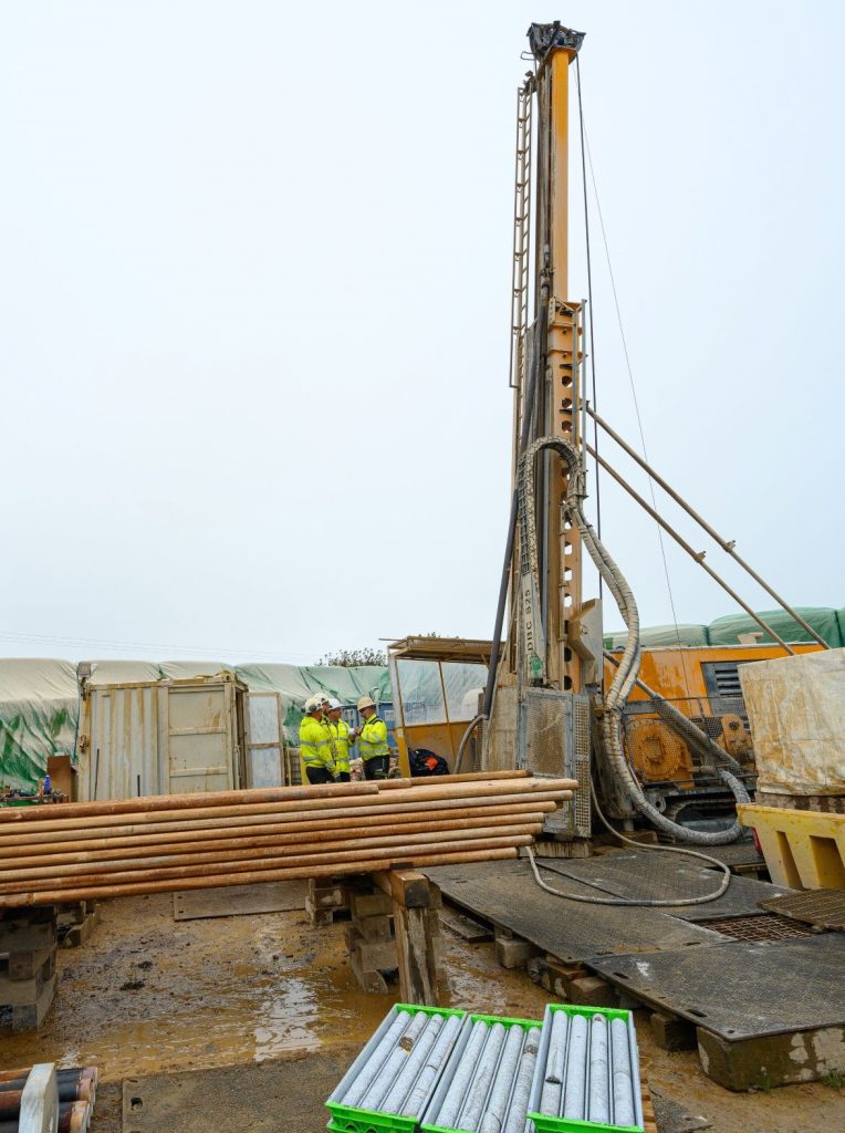 UCP Core Trays on site during mineral exploration drilling for Cornish Lithiums program in 2025